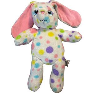 Build A Bear Spotty Dotty Bunny White Rainbow Rabbit Polka Dot Stuffed Plush BAB
